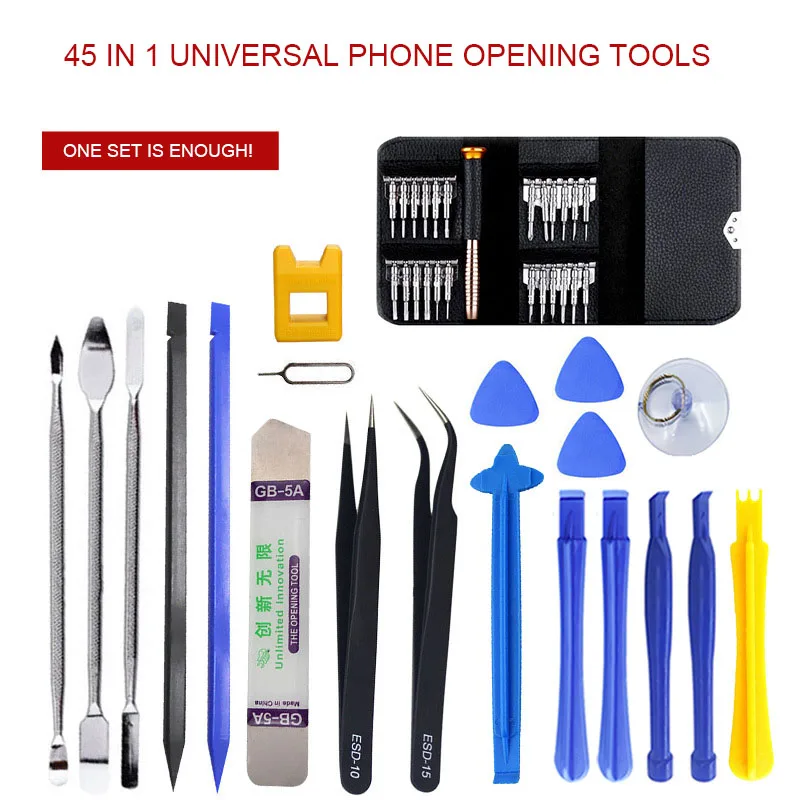 45 in 1 Mobile Repair Kit Set Of Tools Phone Opening Screwdriver For Ipad Iphone Xiaomi Huawei Disassemble Accessories