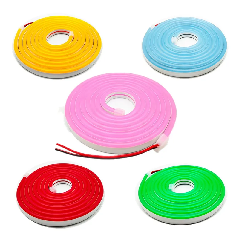 5V 12V 24V Led Neon Strip Light Sign Rope Flexible Tape Soft Bar Silicon Tube Waterproof 2835 White Yellow Red Green Blue Pink