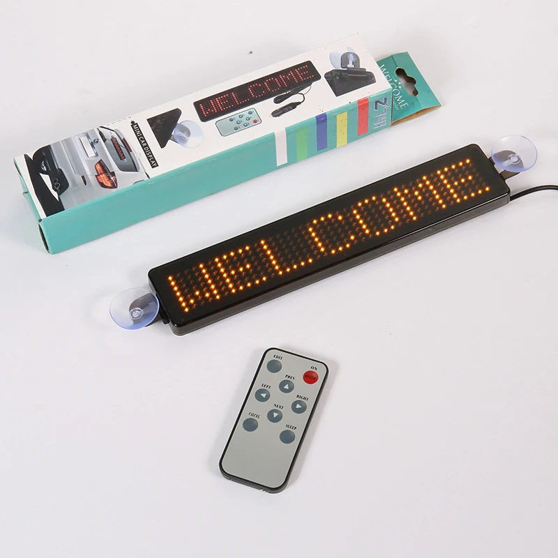 Carro programável LED Display Screen, Controle Remoto, Mensagem de rolagem, Veículo LED Sign, Cabo, 23cm, 12V, 7x41 Pixels