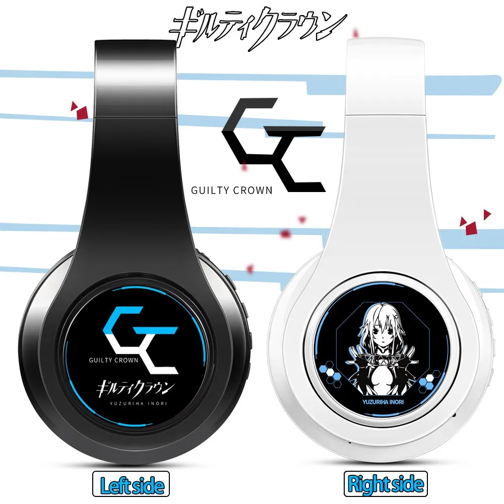 Anime Guilty Crown Yuzuriha Inori Cosplay puntelli cuffie Wireless pieghevoli auricolare pieghevole Stereo Bluetooth auricolare regolabile