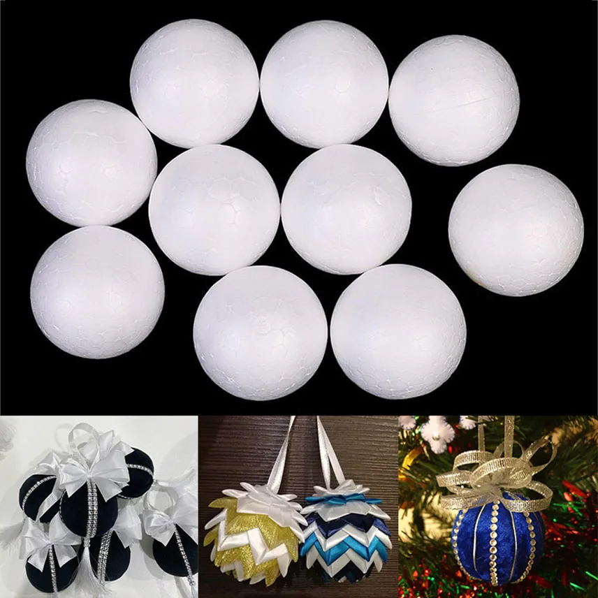 Bolas de espuma de poliestireno para manualidades, bolas de Navidad de 10/50/100 uds, suministros de decoración para fiesta de Navidad