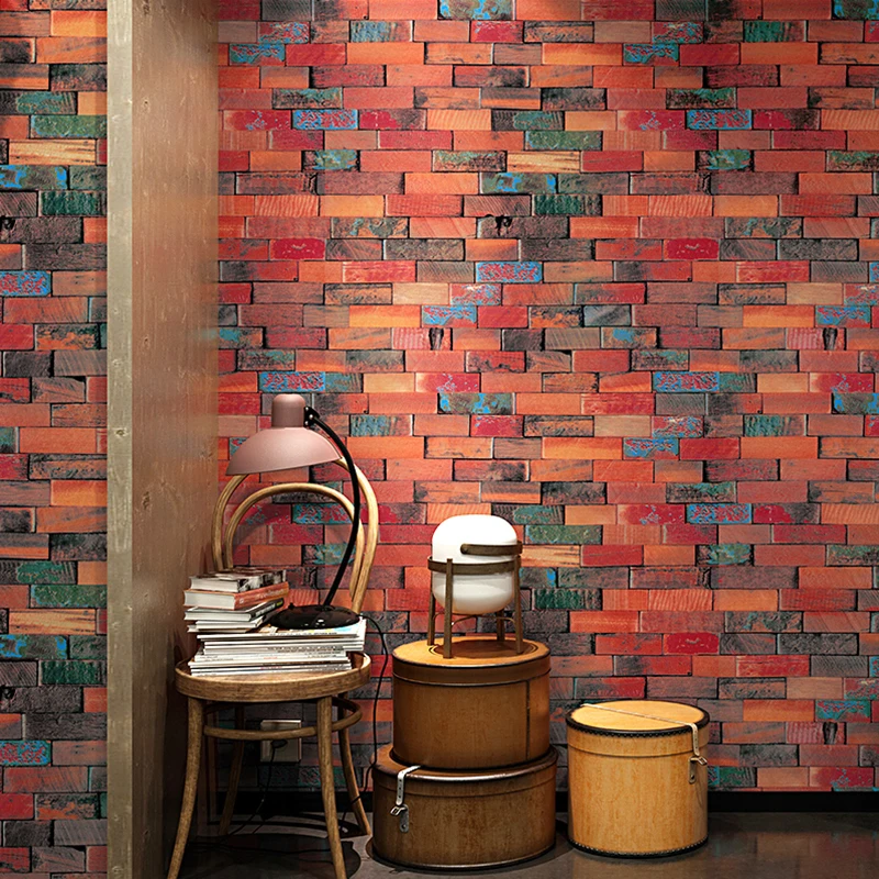 

Grain Wood Vintage Brick Wall Wallpaper Roll Chinese Style Hotel Restaurant Hotel Clothing Store Wooden Board Pvc Wall Paper 3d