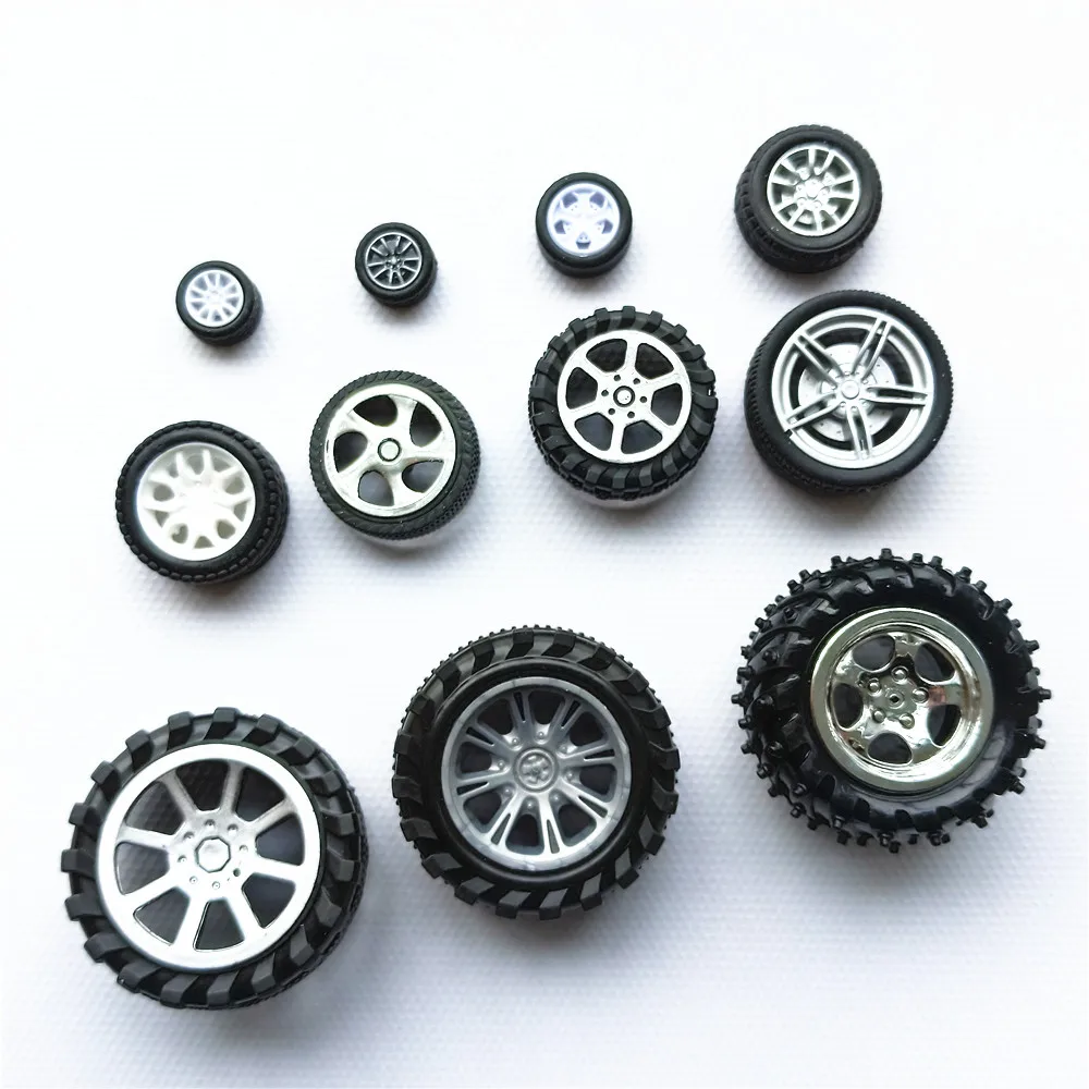 2Pcs/Lot 18 Types Mini Toy Car Wheels DIY Model Plastic Rubber Tires Seal Ring Assembled Robot Parts Drop Shipping