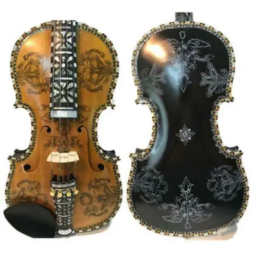 Hand made Norwegian fiddle black 4/4 violin Hardanger fiddle,powerful sound