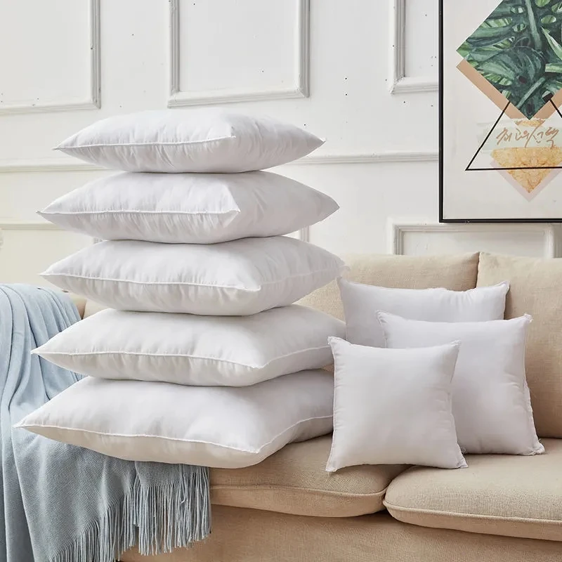 35-65cm PP Cotton Pillow Core High Resilience Soft Pillowcase Stuffing Moisture Absorption Breathable White Square Cushion Core