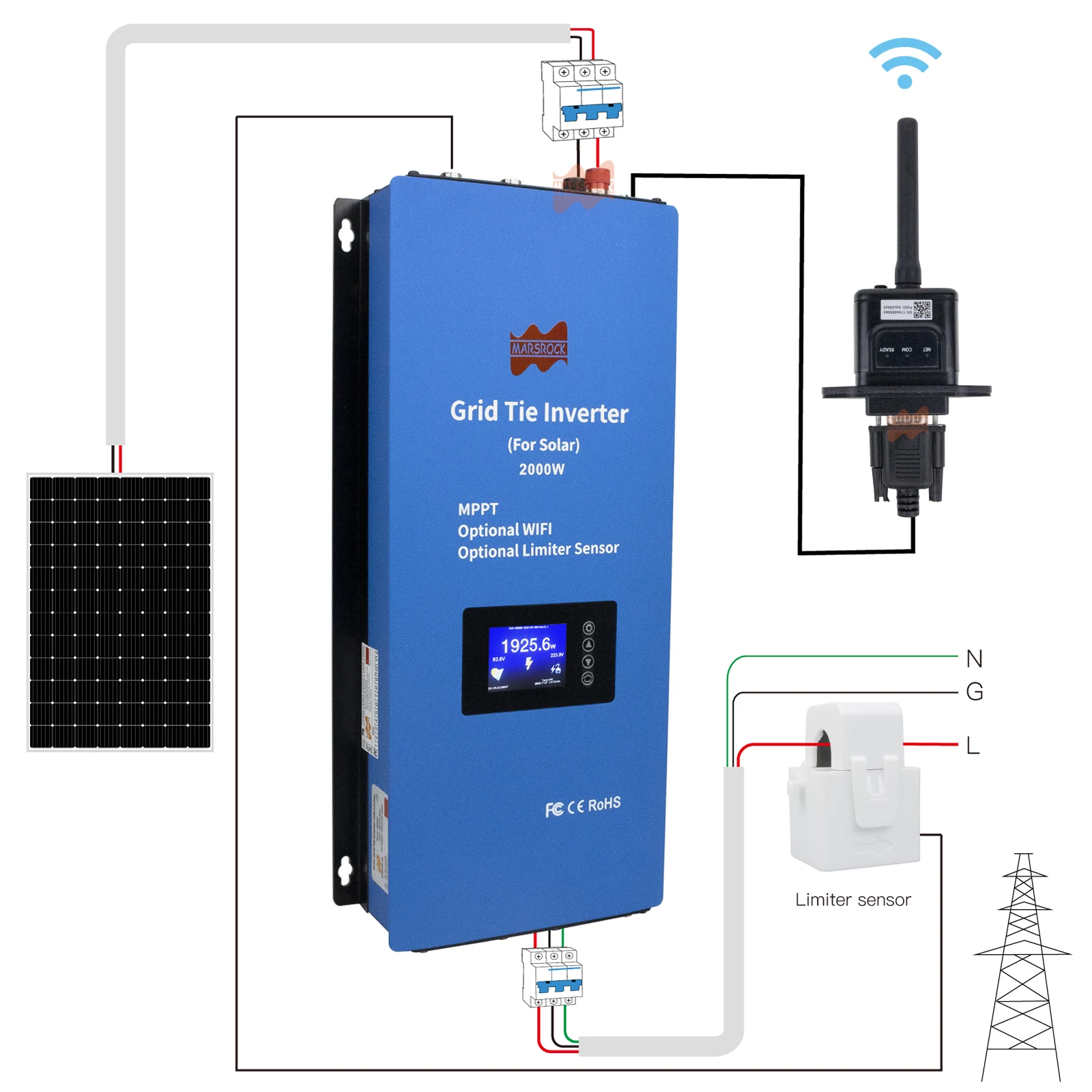 LSW-3 Wi-Fi Port Plug Wifi Modem for SUN-2000G 1000G Solar Grid Tie Inverter with limiter RS485 Monitoring Accessories