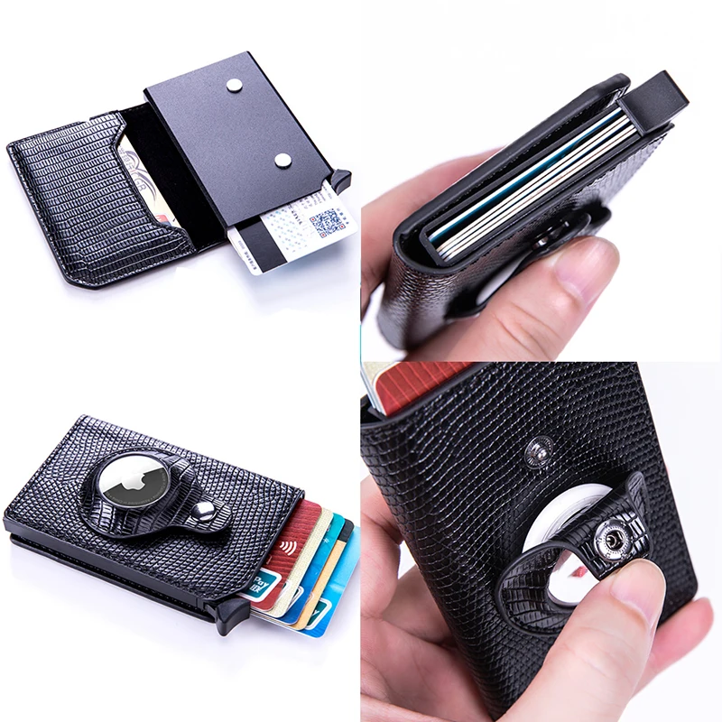 Apple Airtag Wallet PU Leather AirTag Case RFID Multifunctional Wallet Airtags Card Holder Anti-lost Protective Airtags Cover