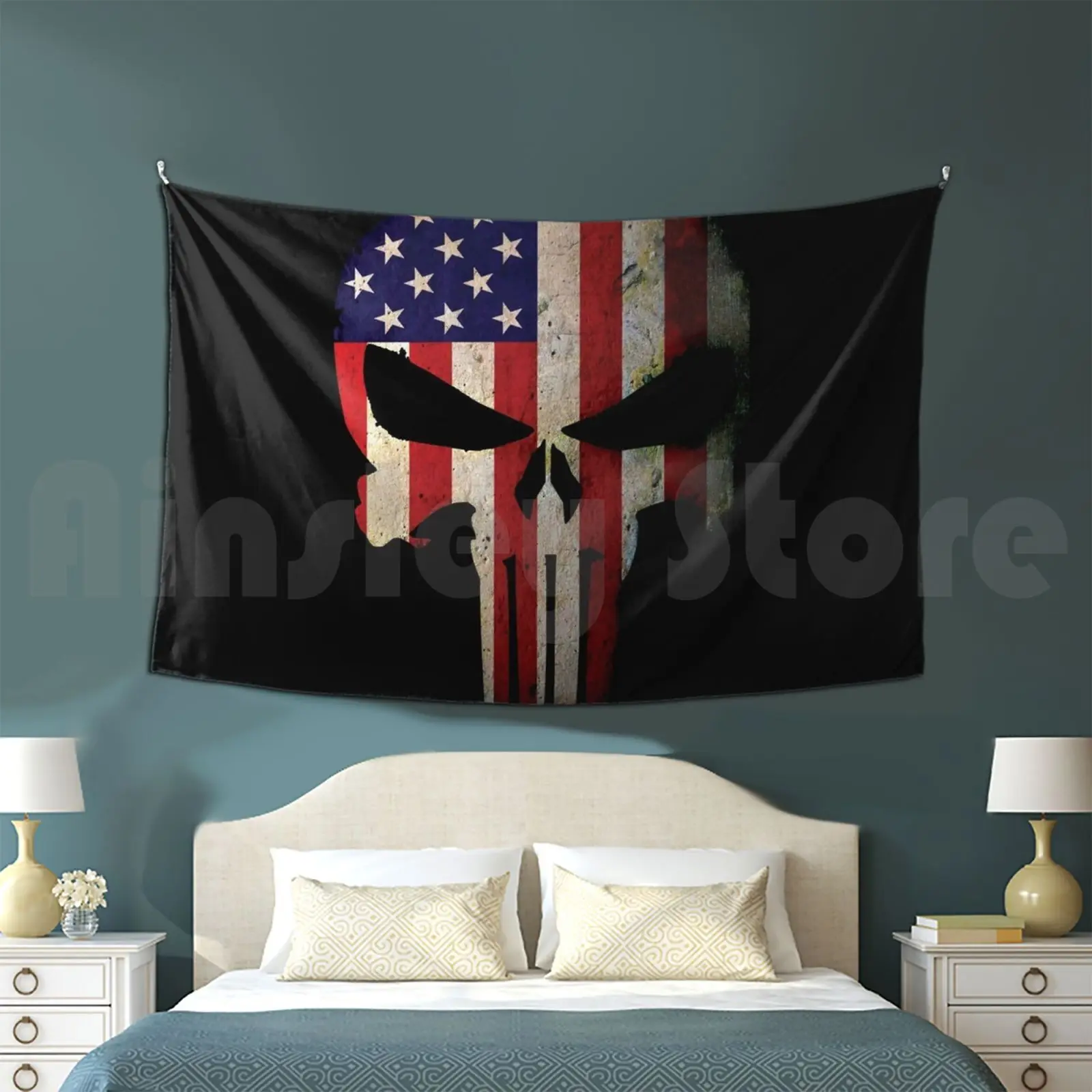 American Flag Skull Customized Tapestry America American Flag Patriot Patriotic Great