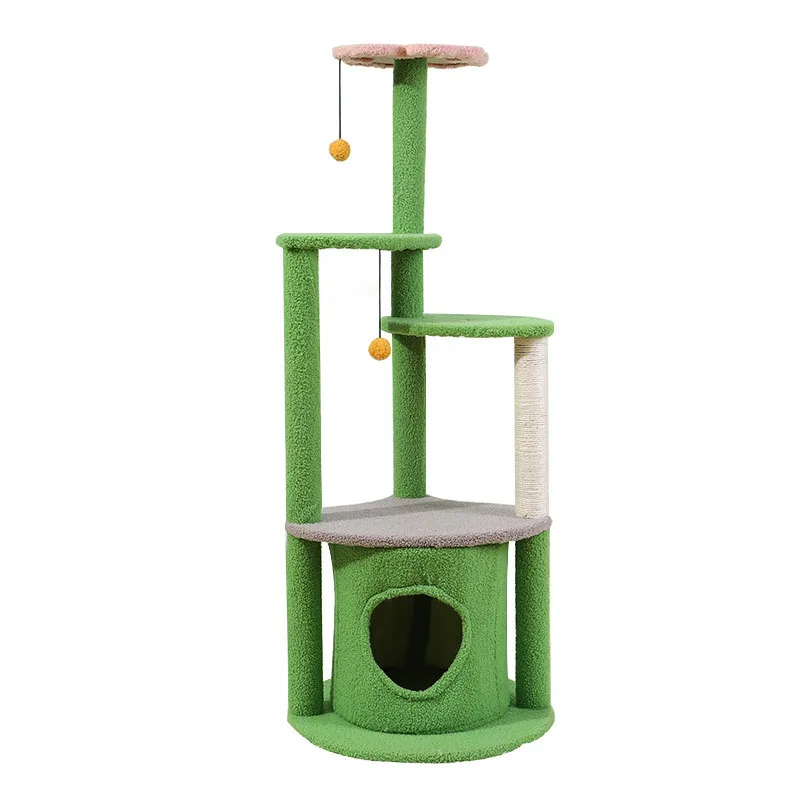 New cat climbing frame, cat litter, scratching post, large cat villa, sisal solid wood toy cat   Cat paradise