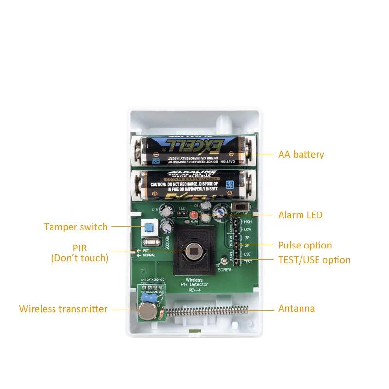 Indoor Wireless PIR Motion Sensor Pet Friendly 12M 100° Detecting Range 433MHz EV1527 Anti-burglar for Smart Home Security