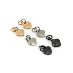 2pcs Metal Heart Shape Buckle Zipper Pendant for DIY Handbag Purse Luggage Garment Shoes Hardware Closure Bag Parts Accessories