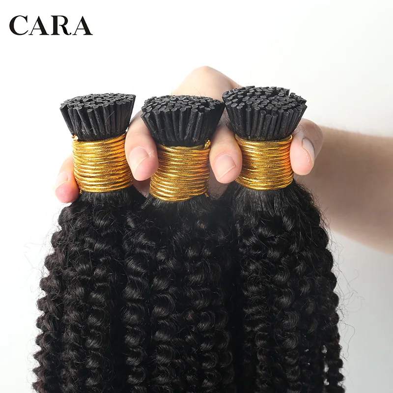 4B Afro 4C Keriting Keriting I Tip Penghubung Mikro Ekstensi Rambut Manusia Brasil Perawan Jalinan Rambut Bundel I Tip Rambut Ekstensi CARA