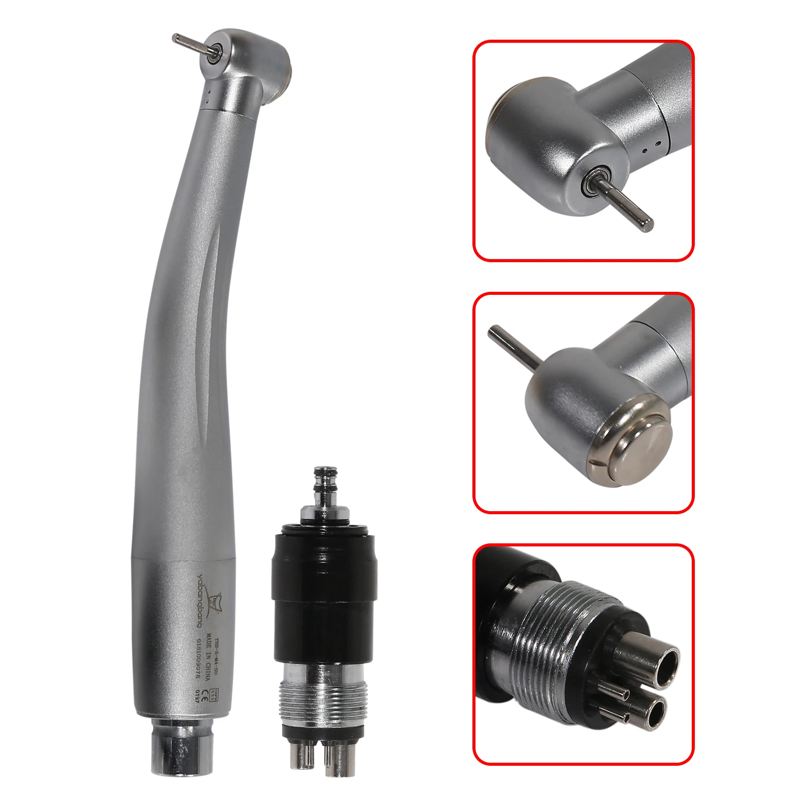 

Dental Enquipment Teeth High Speed Push Button Handpiece 4 Hole Single Water Spring Clean Head With 4 Hole Coupler Fit NSK QD-J