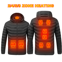 2/4/5/9 Areas Heated Jacket Men Winter Outdoor Smart Heating Cotton Women Electrical USB Heating Jacket For Camping  Waterproof