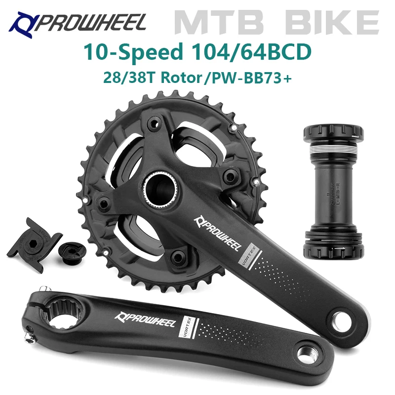 PROWHEEL Mountain Bike Crankset 2*10S 9S 11S 170mm Crank 28-38T Crankset Bottom Bracket BB73+ Mountain Bike Parts