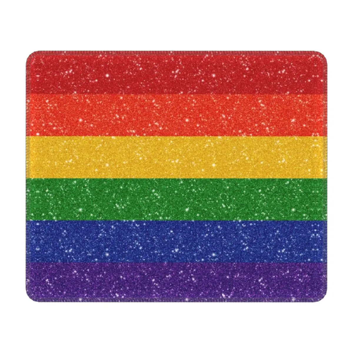 Faux Glitter Rainbow Pride Flag Mouse Pad Waterproof Gaming Mousepad Non-Slip Rubber Base LGBT Gay Lesbian Office Desk Mat