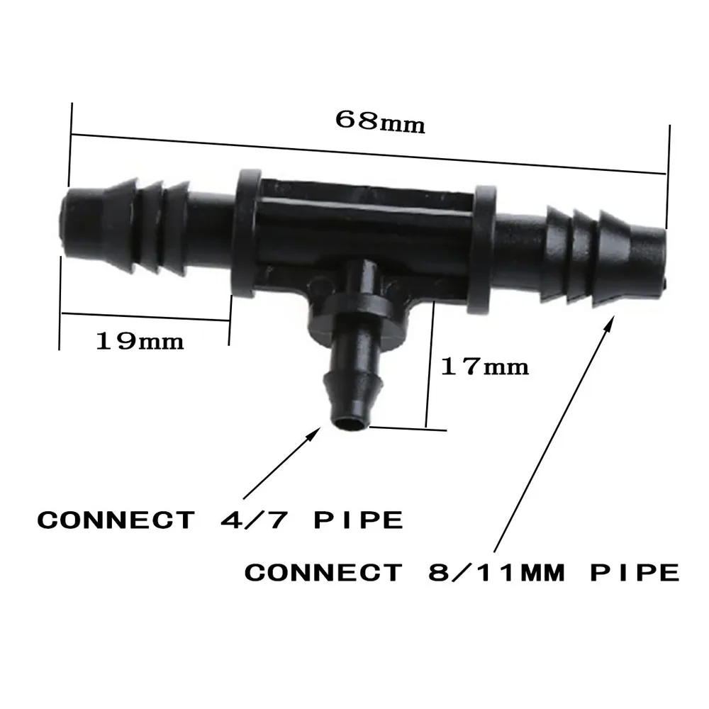 Hose Tee Connector Use In The 8/11mm Hose Change In 4/7mm Barbed Connector Pipe Tee Garden Watering Irrigation IT234