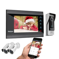 TUYA TMEZON 7 Inch Wireless WiFi Smart IP Video Door Phone Intercom System with 1080P Wired Doorbell 2x1080P Surveillance Camera