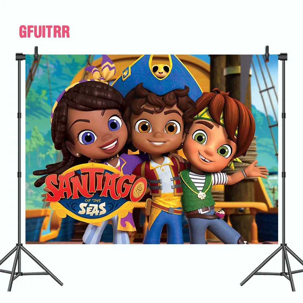 GFUITRR โจรสลัด Santiago ภาพพื้นหลังวันเกิดสำหรับเด็ก Party การถ่ายภาพฉากหลังที่กำหนดเองเด็กห้องนอนแบนเนอร์โปสเตอร์ Decor Prop