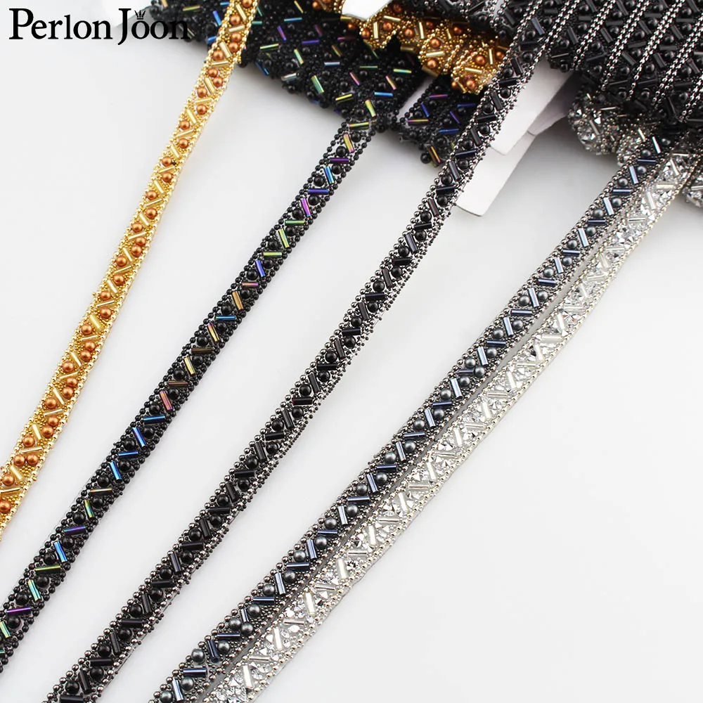 1 Yard 0.8cm Exquisite New Multicolor Rhinestone Tape Hot Fix Bead Ribbon Trim DIY Garment Adornment Accessories TR064