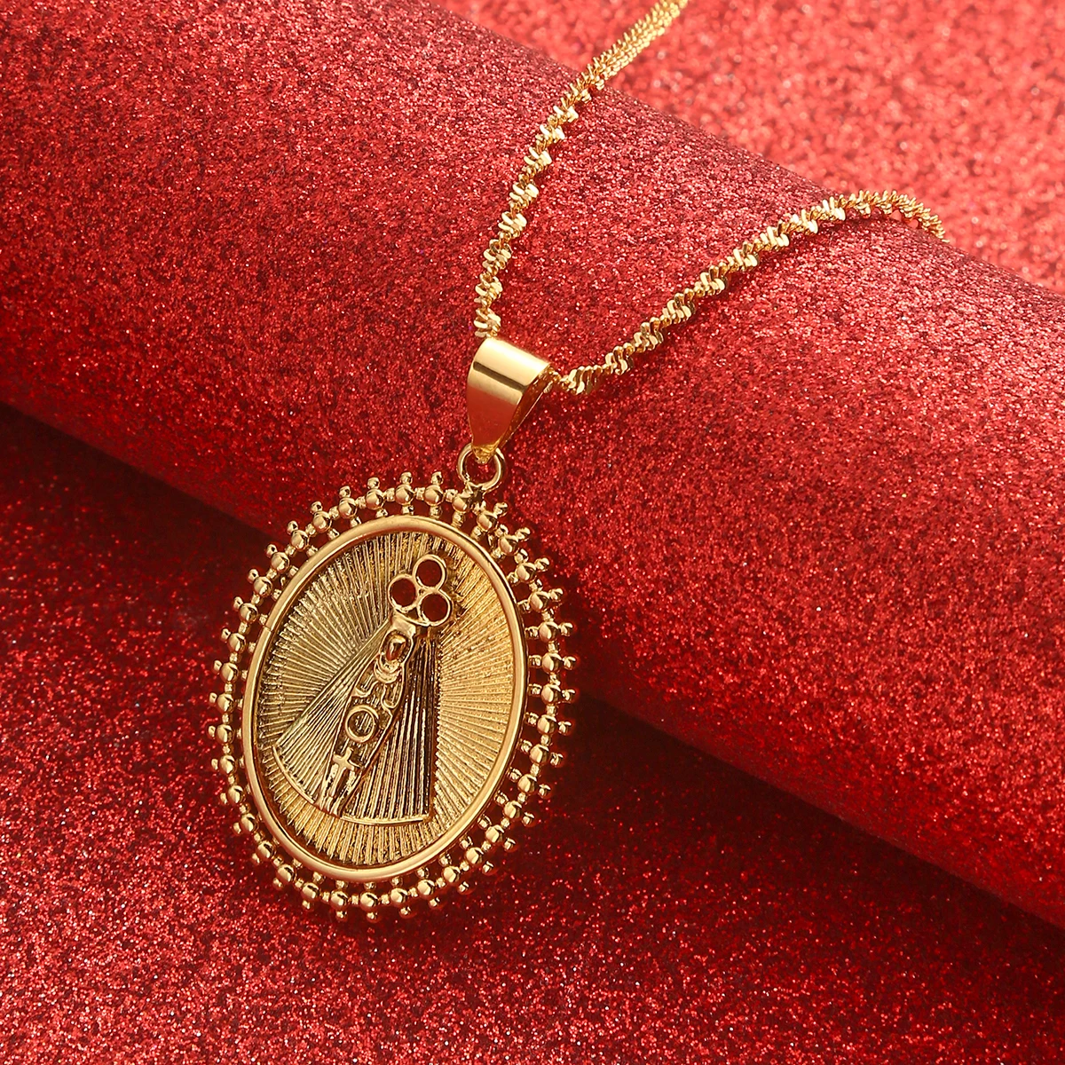 Our Lady of Aparecida Pendant Necklaces Virgin Mary Chain Brazilian Catholics Jewelry