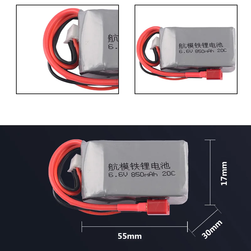 Rc 수신기 배터리, 2S 6.6V 850mAh 20C T XT60 JST 후타바 플러그 커넥터, 리튬 철 리포 배터리, RC 드론 보트 카용