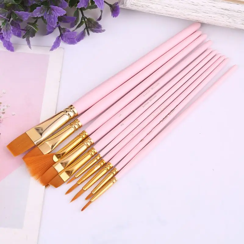 페인트 브러시 세트 나일론 헤어 페인팅 브러시 오일 아크릴 수채화 펜, 전문 미술 용품, 10 개