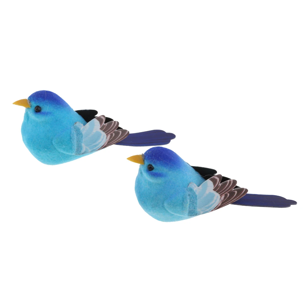 2pcs Artificial Small Birds Animal Realistic Ourdoor Garden Yard Tree Decor