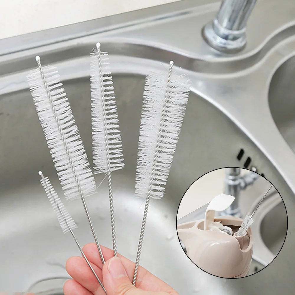 Long Handle Teapot Mouth Brush 4 pcs/set Baby Milk Bottle Nipple Kettle Spout Brushes Icing Piping Nozzle Brush Cleaning Tool