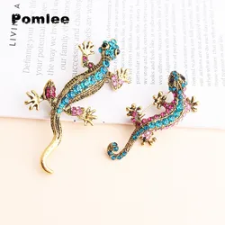 Pomlee Colorful Lizard Brooches for Women Cute Fashion Animal Pins Summer Style Shining Jewelry Kids Accessories Good Gift