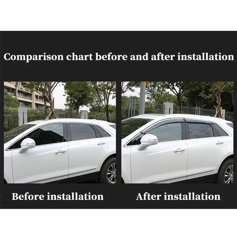 หน้าต่าง Rain Shield ด้านข้าง Deflectors หน้าต่างสำหรับ Cadillac XT5 2016-2020หน้าต่าง Visor รถ Wind Shield Sun ฝน Visors อุปกรณ์เสริม