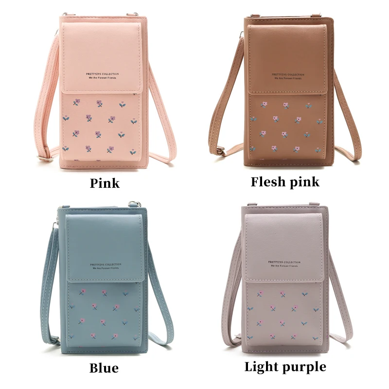 Engraving Name Casual PU Leather Shoulder Bag High-capacity Fashion Female Money Clutch Phone Multifunction Floral Flip Women