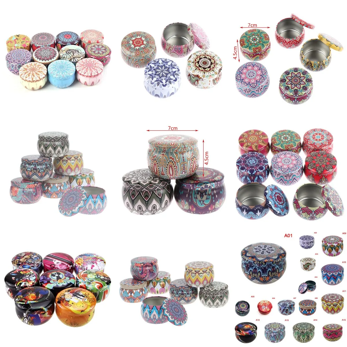 Barattoli di latta per candele in metallo Vintage caffè tè spezie caramelle contenitore di gioielli contenitore di regalo gioielli scatola di caramelle scatole di immagazzinaggio piccole lattine