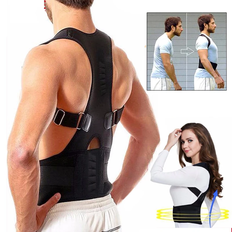 Cinturón Corrector de postura magnético para adultos, Corrector de postura ajustable, entrenador de cintura, soporte Lumbar de hombro, soporte de