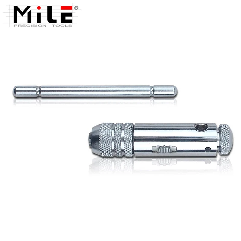 Mile-T-Type Ratchet Twister e Straight Groove Thread Tap, chave ajustável, ferramenta de batida, M3-M8, 6pcs por conjunto