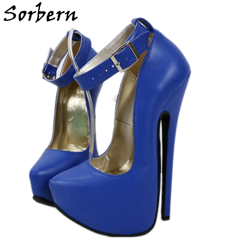 

Sorbern 20Cm Matt Women Pump Shoes Ankle Strap Pointed Toe Women Platform Heel Stilettos Sexy Ladyboy Shoes Fetish Crossdresser