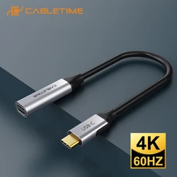 CABLETIME Adapter 4K 60Hz Mini DP na USB C Mini Displayport na Type C do Macbook air Laptop Desktop Xiaomi Converter