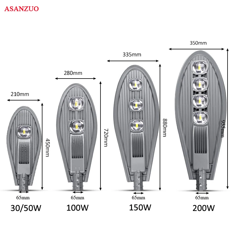 30W 50W 100W 150W 200W Đèn Led Đường AC85-265V Chống Nước IP65 Đường Đèn Led Ngoài Trời chiếu Sáng Đèn Sân Vườn