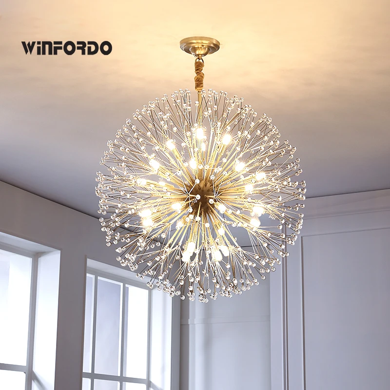 2024 Modern Luxury Led Crystal Chandelier Dandelion Lighting For Home Decoration AC110V-220V Winfordo Lighting