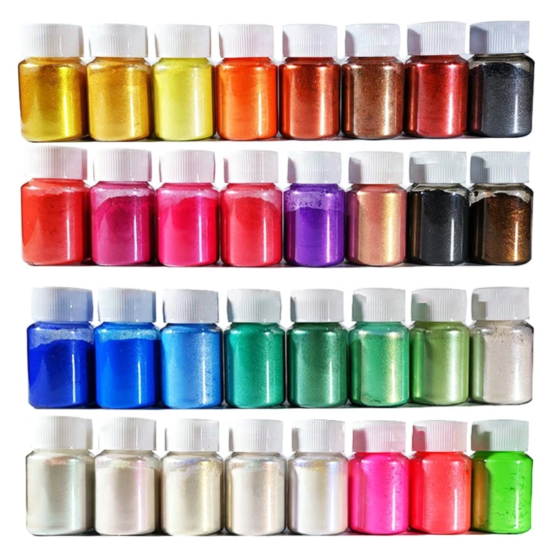 32 Colors Cosmetic Grade Pearlescent Natural Mica Mineral Powder Epoxy Resin Dye Pearl Pigment Au23 21 Dropship