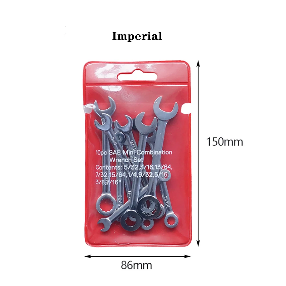 Imagem -05 - Metric Inch Mini Wrench Espelho 411 mm Open End Grupo Ferramentas de Reparo do Carro Chave Combinada Multitool Plum 10 Pcs