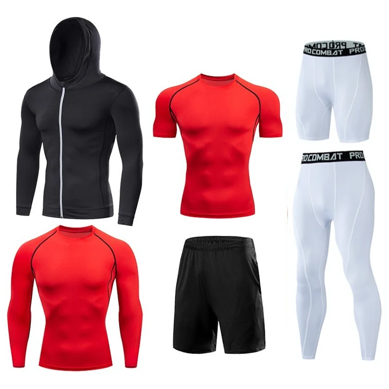Herren-Lauf-Kompressions-T-Shirts, schnell trocknend, Fußballtrikot, Fitness, eng, Sportbekleidung, Fitnessstudio, Sport, kurzärmeliges Hemd, atmungsaktiv – Detail 24