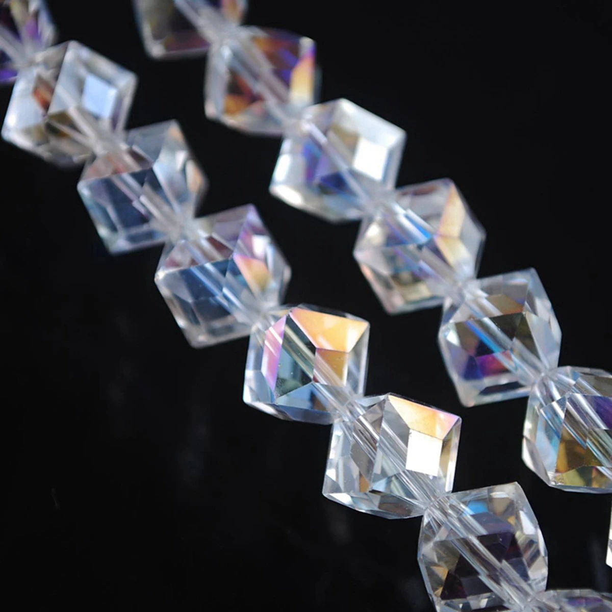 10pcs Diagonal Hole 10mm Cube Square Faceted Crystal Glass Loose Crafts Beads For Jewelry Making DIY