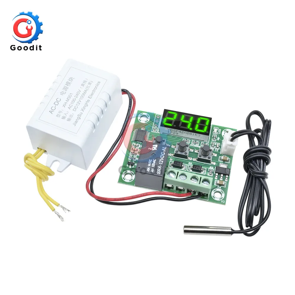 W1209WK W1209 DC 12V AC 110V 220V Digital Thermostat Temperature Controller Regulator Thermoregulator Incubator Sensor Meter NTC