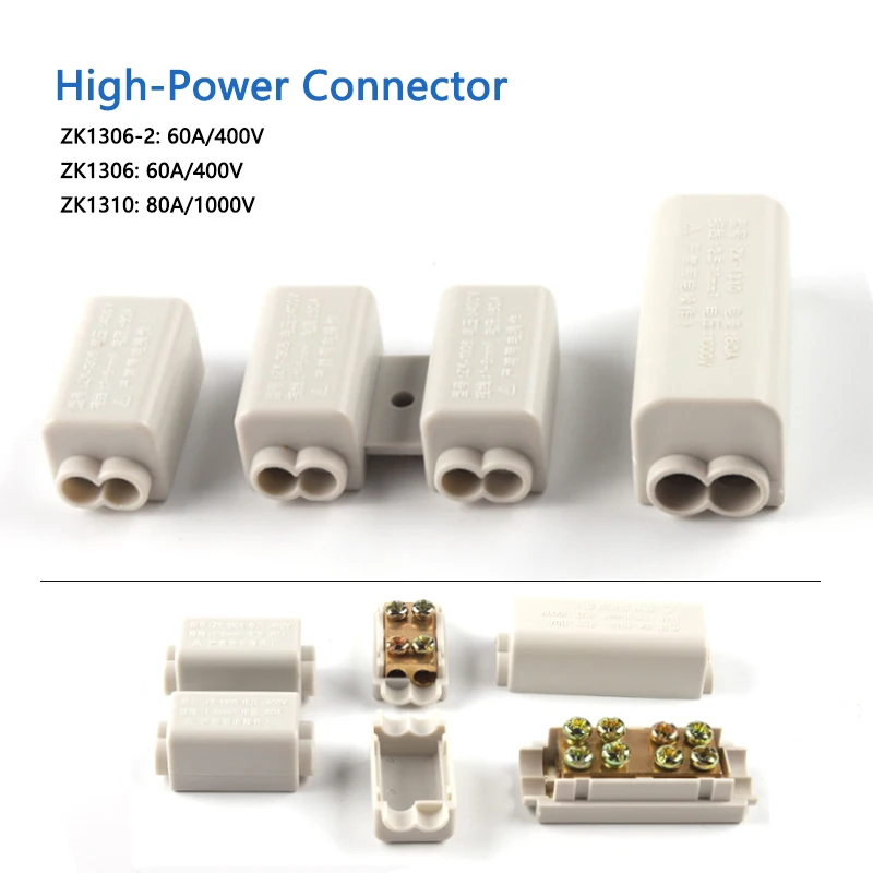 Quick Wire Connector T-Type High Power Terminal Blok 60A/400V 1-6mm2 Elektrische Kabel Splitter 100A/1000V 2.5-10mm2 Junction Box