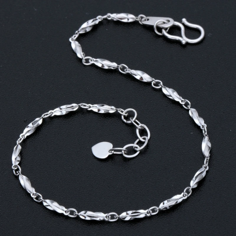 Real Pure Platinum 950 Bracelet Anklet Carambola Bead Link Adjustable Chain For Woman