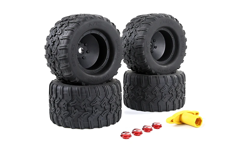 

High-performance fully enclosed wear-resistant wheel and tire assembly with nuts for 1/5 TRAXXAS X-MAXX 220*120MM