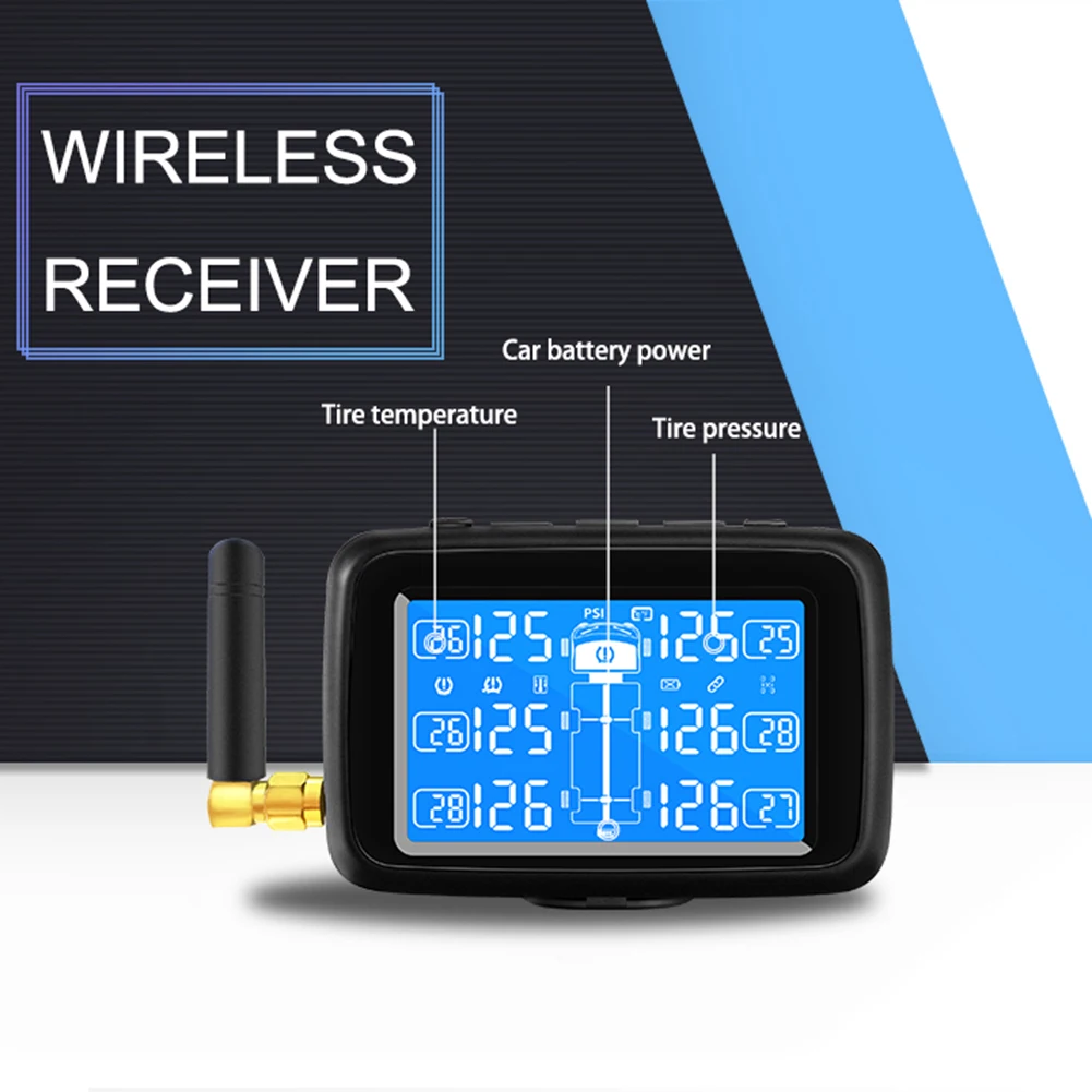 U901T TPMS Car Truck 24V Wireless Tire Pressure Monitor with 6 External Sensors Fuel Efficient waterproof driving security parts