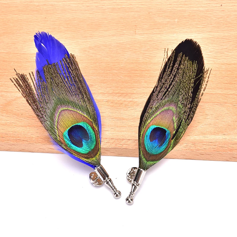 Colorful Feather Brooch Lapel Pin Fashion Designer Handmade Men Women Novelty Brooches Lapel Pins Dress Suit Accessory Gift