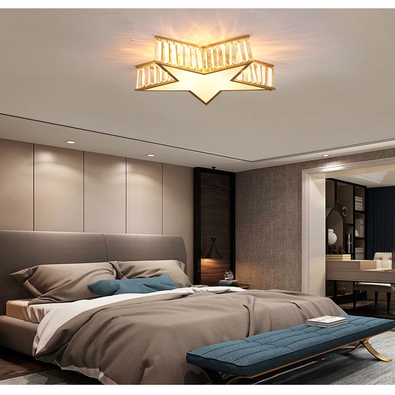 

Post-Modern Copper Ceiling Lamp Is Suitable For Bedroom, Living Room, Loft, Corridor K9 Crystal Decorative